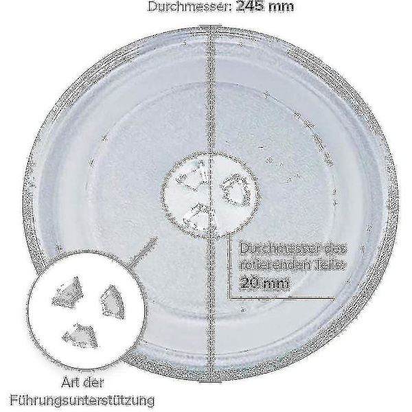 Universal Mikrobølgepladespiller glasplade med 3 armaturer, 245 Mm