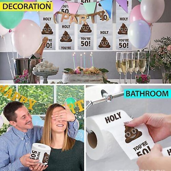 Hauskat wc-paperirullat syntymäpäiväkoristeeksi syntymäpäivälahjat, jotka ovat yhteensopivat naisten miesten lahjan kanssa 70th Birthday