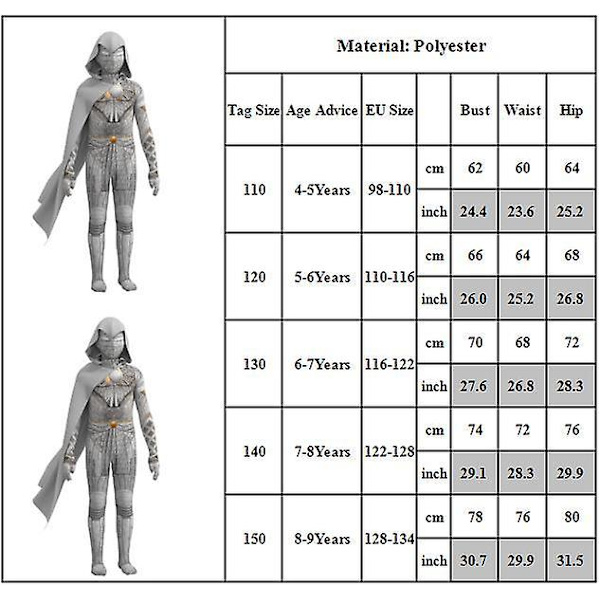 4-9-vuotiaille lapsille Moon Knight -cosplay-asut Haalari+viitta+ cover 6-7 Years