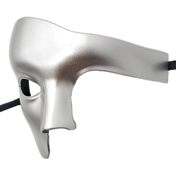 1 st Halv ansiktsmask, Maskeradmask Retro Fantom Operan Ett Öga Halv Ansiktsdräkt (silver)