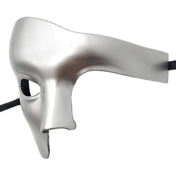 1 stk Halvmaske Fantom, Maskerademaske Retro Fantom Operas Enøye Halvmaske Kostyme (sølv)
