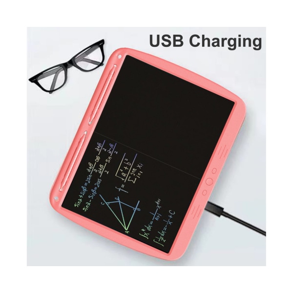 15 tommers USB-ladegrafittibrett med dobbel penn for barn - rosa