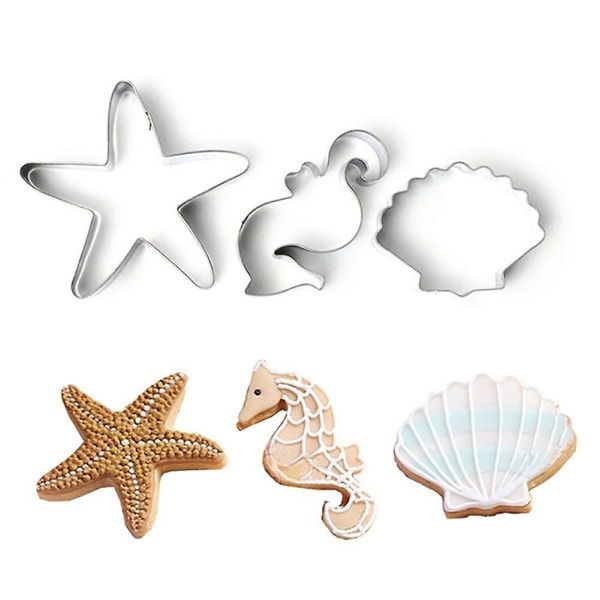 Söt Seahorse Shell Sjöstjärna Rostfritt stål Bakverktyg diy mold Cookie Cutter -ES Silver