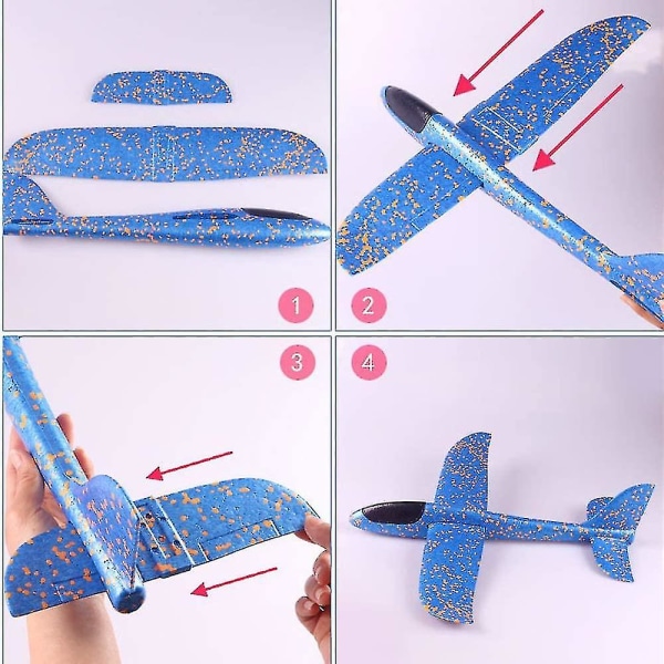 4 Pack Airplane Toys, 18,9" vaahtomuovi Glider Plane, manuaalinen heitto, hauska lentokone -ge