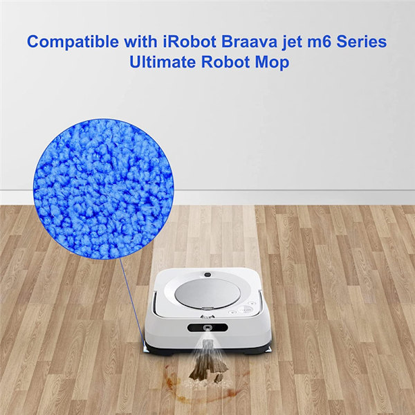 8 stk. Vådmoppepuder til IRobot Braava Jet M6-serien M6 (6110) (6012) (6112) Vaskbar og genanvendelig robotrengøringspude