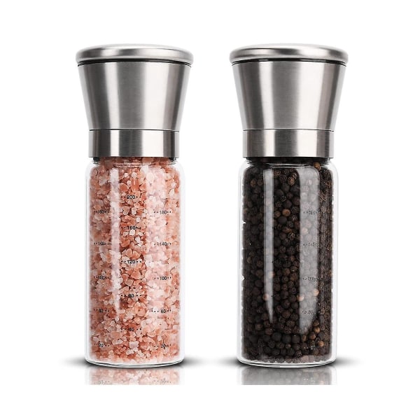 Salt- och pepparkvarn, pepparkvarn i rostfritt stål, salt- och pepparkvarn, påfyllningsbar peppar silvery