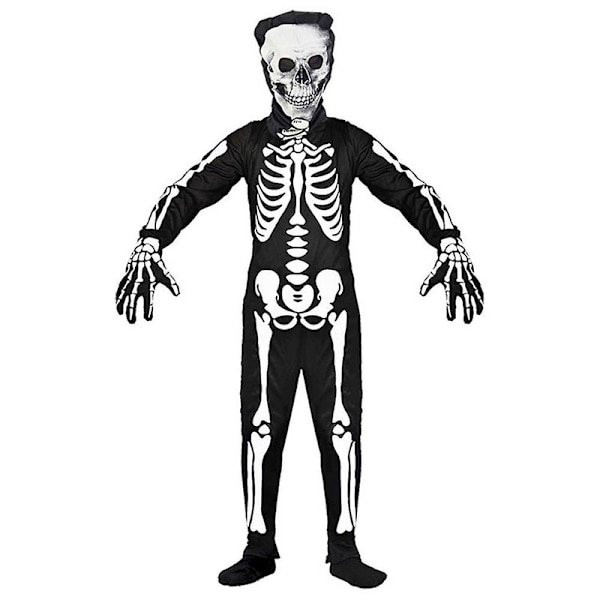 4-12-vuotiaiden lasten luuranko-cosplay-asu, hehkuu yössä -haalari Halloween-makupuku-asulahjat 10-12 Years