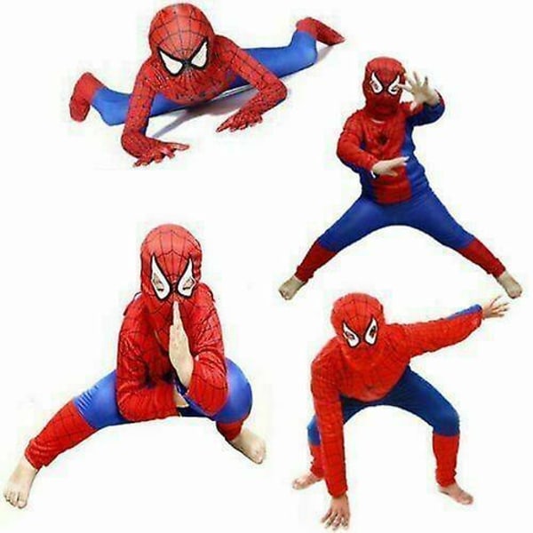 Barn Gutter Spiderman Cosplay Kostyme Mask Superhelt Fancy Dress Festantrekk -ge M(4-5 Years)