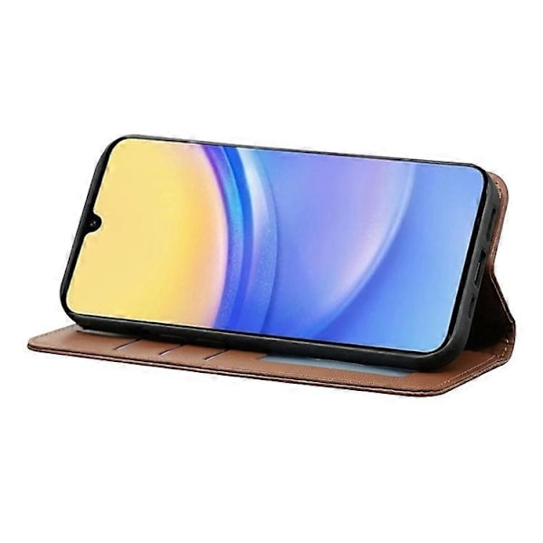 Kompatibelt Plånboksfodral för Samsung Galaxy A26 5G, Stark Magnetisk Rutmönstrad Prägling Läder Flipfodral Brown