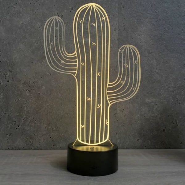 Cactus illuusiolamppu 16 RGB väriä & kaukosäädin - Made in France - Pöytävalaisin - Yövalolamppu - Tunnelmalamppu -h