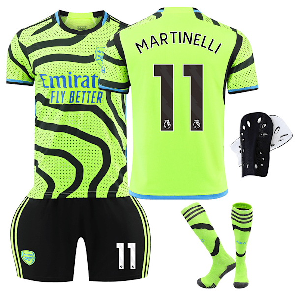 2324 Arsenal away jersey football uniform set+sock+Shin pads-Martinelli 24(130-140cm)