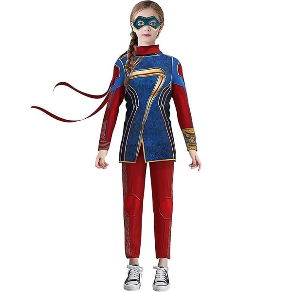 4-9 år Captain Marvel Børn Piger Cosplay Fest Kostume Top Bukser Maske Outfit Sæt Halloween Julegaver 5-6 Years