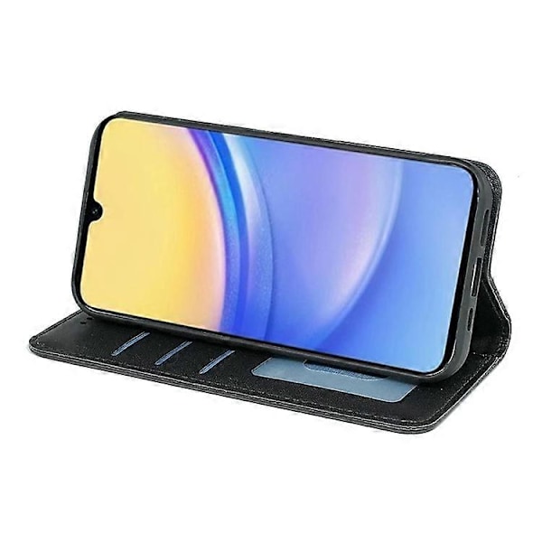 Kompatibelt Plånboksfodral för Samsung Galaxy A26 5G, Stark Magnetisk Rutmönstrad Prägling Läder Flipfodral Black