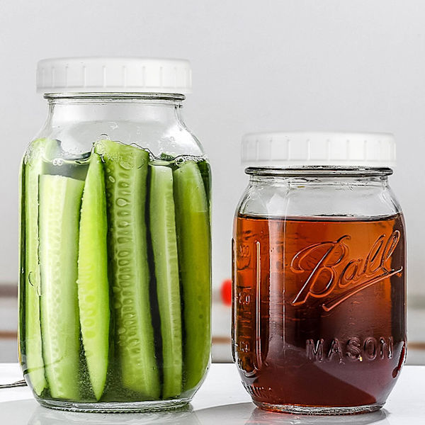 16-pack Bredvidd Glasburkslock, Plastlock för Konserveringsburkar, Läckagesäkra och Represistenta White