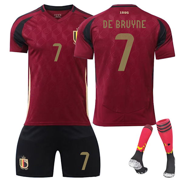 2425 Belgien fotbollströja hem DE BRUYNE Bär strumpor S(165-170cm)