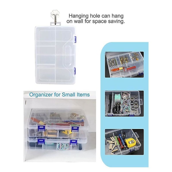 Kalastustarvikelaatikko 2 Pack osastolaatikon läpinäkyvä säiliö jakajilla