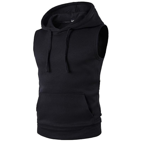 Herrarnas Ärmlös Huvtröja Tank Top Gym Sport Väst Black 2XL