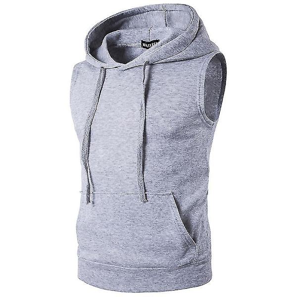 Herrarnas Ärmlös Huvtröja Tank Top Gym Sport Väst Light Grey XL