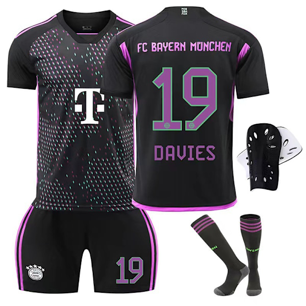 2324 Bayern borta DAVIES fotbollströja med strumpor + skyddsutrustning M(170-175cm)