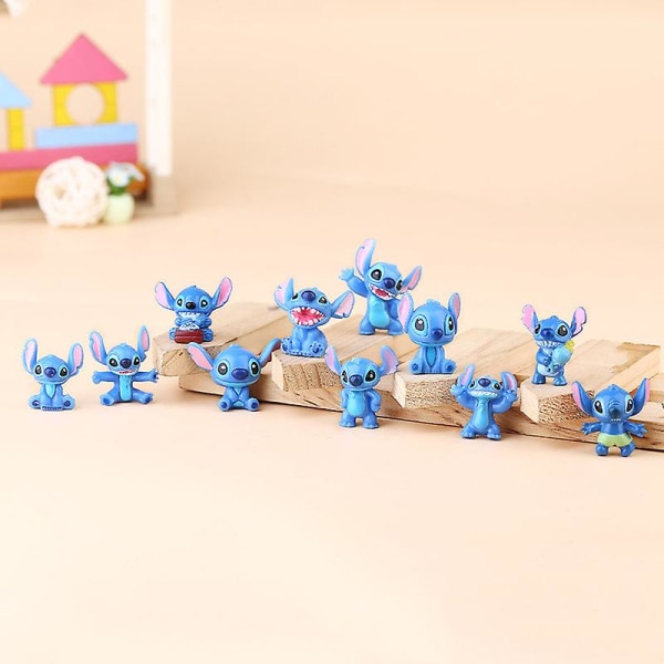 12 stk/sett Stitch Dukke PVC Actionfigur Samling Lilo & Stitch Animasjon Ornament -HG