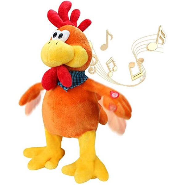 15 tommer musikalsk skurrende kyllinglegetøj Sang Vinkende hane Elektronisk interaktivt plyslegetøj Elektrisk udstoppet dyrelegetøj -ES