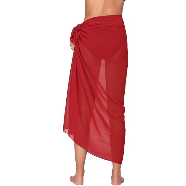 Baddräkt för kvinnor, Chiffon Sarong Strandklänning Wrap Kaftan Sarong Baddräkt för kvinnor Red One Size