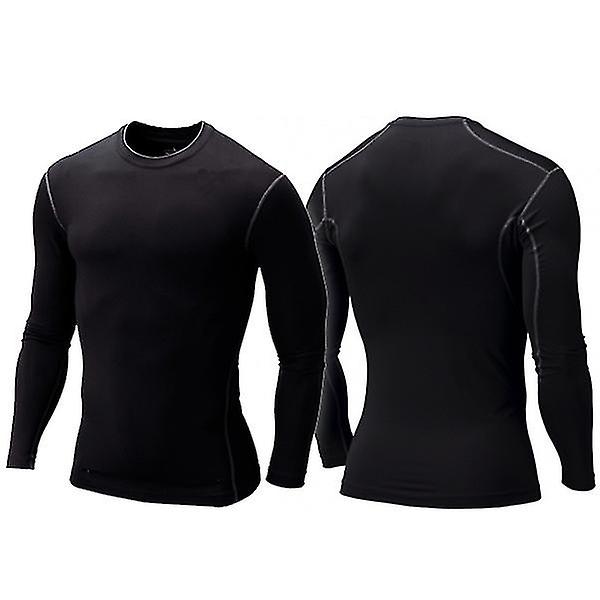 Herreoverdele Fitness Base Layer Gym Sport T-shirts Black 2XL