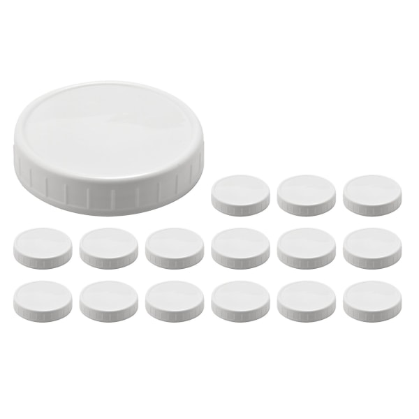 16 Pack Wide Mouth Mason Jar Låg, plastikhætter til konserveskrukker, lækagesikre og anti-ridsebestandige