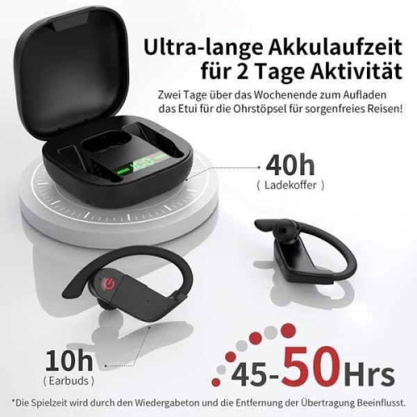 Bluetooth Sport Hörlurar IP7 Vattentäta Trådlösa Sport Hörlurar Bluetooth 5.1 Headset med Inbyggd Mikrofon CVC 80 Brusreducering HD608