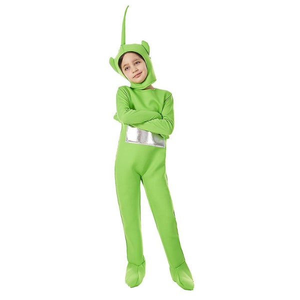 4-12 År Børn Drenge Piger Teletubbies Cosplay Party Kostume Jumpsuits+hovedbeklædning Fancy Dress Outfits Sæt Gaver-Grøn 7-9 Years