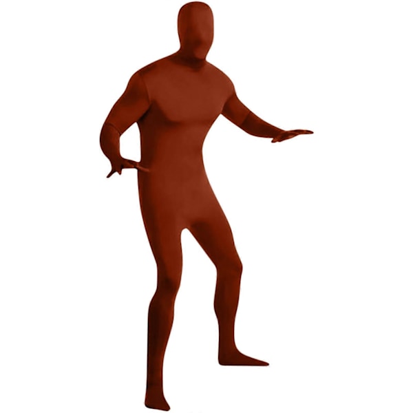 Herr Dam Zentai Dräkt Åtsittande Jumpsuit Enfärgad Dansdräkt Scenföreställningsdräkt Brown M