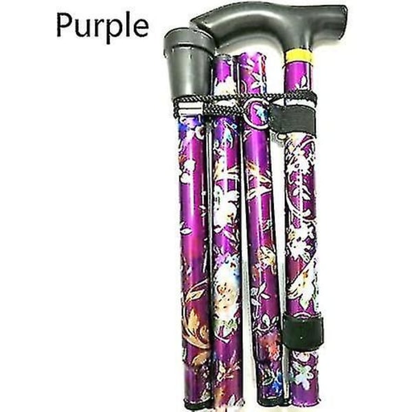 Taitettava kävelykeppi Säädettävä Alumiininen Kukallinen Kävelykeppi Vaellukseen Leirintään Kestävä Liikkumisapuväline Purple