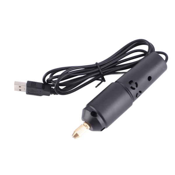 Mini elektrisk borr 360 graders rotation USB roterande verktyg borrning polering slipning set för pärla jadestone svart