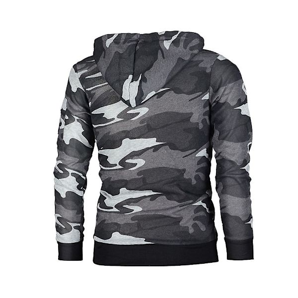 Mænds Casual Camo Trykt Hættetrøje Sports Toppe Med Mini Lomme Camo Grey XL