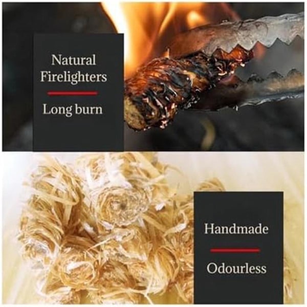 Naturlige ildtændere, kompatible med brændeovne, ild, ildtændere, kompatible med komfur, grillmad, naturlig træuld As Shown
