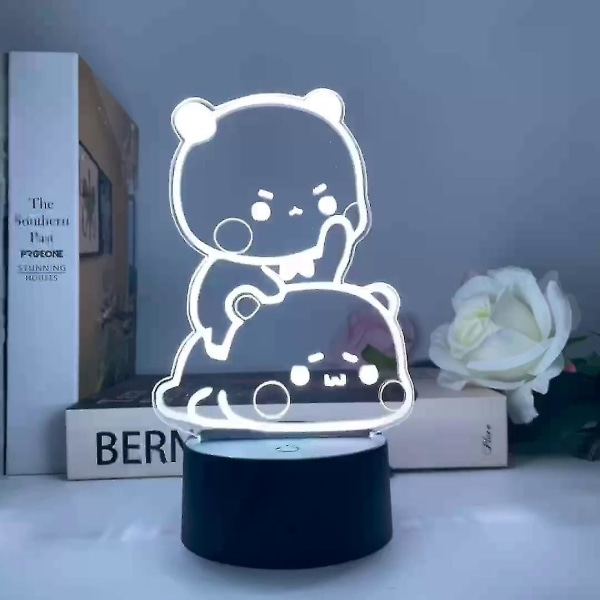 Bubu Dudu Panda Bear Figuurit Lelut Led Valon Vaihtoväri Kirkas pidike Home Derection Juhlalahjat -ES Blue 16 colors