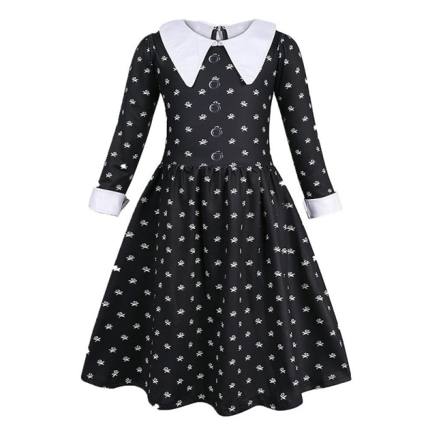 Onsdag Addams Kjole Barn Jenter Cosplay Festkjole+veske Fancy Dress Up Kostymer 9-10 Years