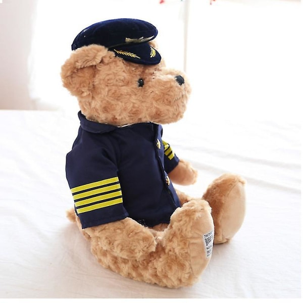 22-40cm Sød Pilot Teddy Bear Plyslegetøj Høj Kvalitet Kaptajn Bjørn Plushie Dukker Kawaii Baby Blød Stu -ES C 40CM