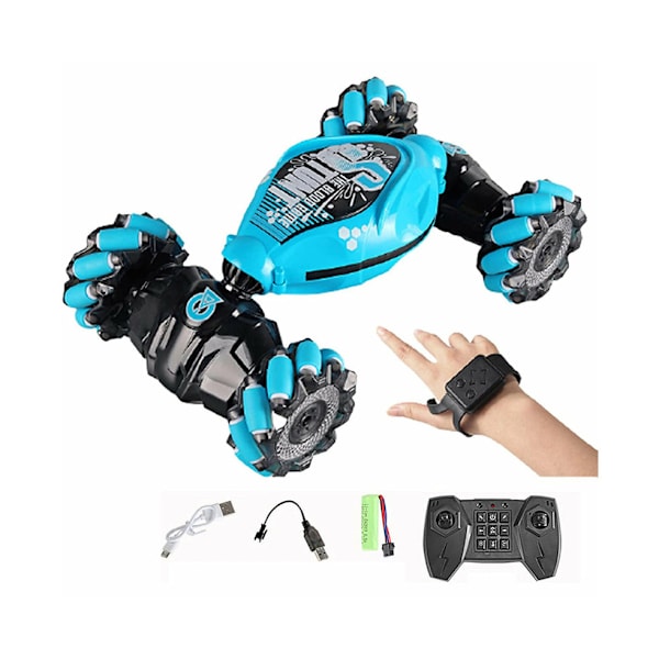 Geststyrningsbil med Twist-funktion - Handstyrningsklocka, USB, Blå