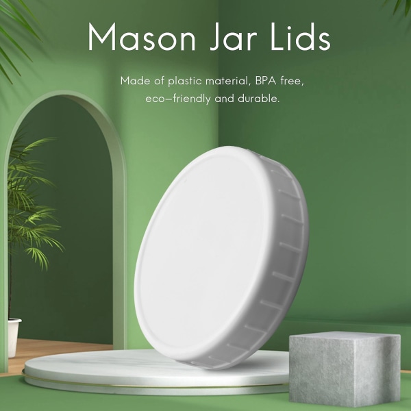 10 stk Plasthætter Låg Ribbet Til 86mm Standard Regular Mund Mason Jar Flaske