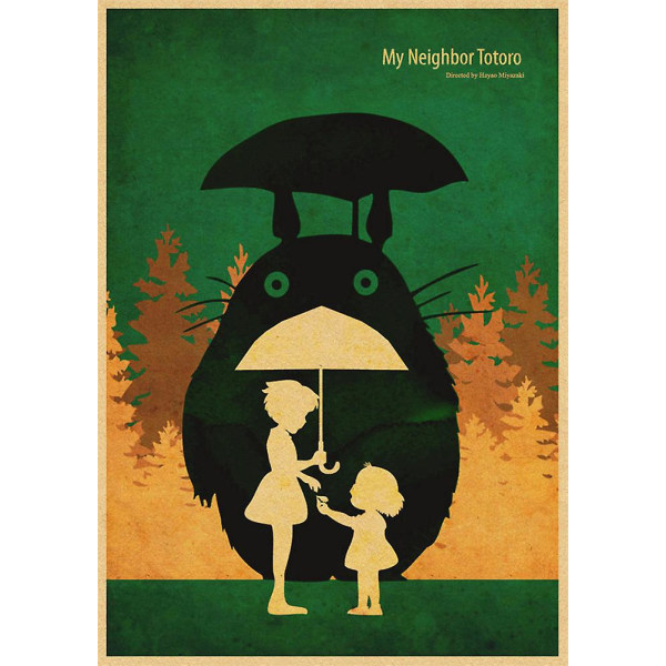 Vintage Retro Paper Anime Poster Tonari No Totoro Miyazaki Väggdekor Vintage Heminredning Barnrumsdekoration 10 30X21CM