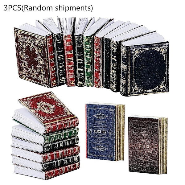 3 stk Miniatyrer Dukkehus Klassisk Mini Flip Books Notatbok Lat som For Play De
