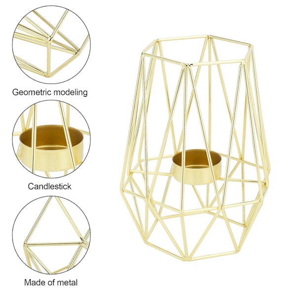 Set med 2 Gyllene Geometriska Metall Ljuslyktor för Vardagsrum & Badrumsdekorationer - Cent