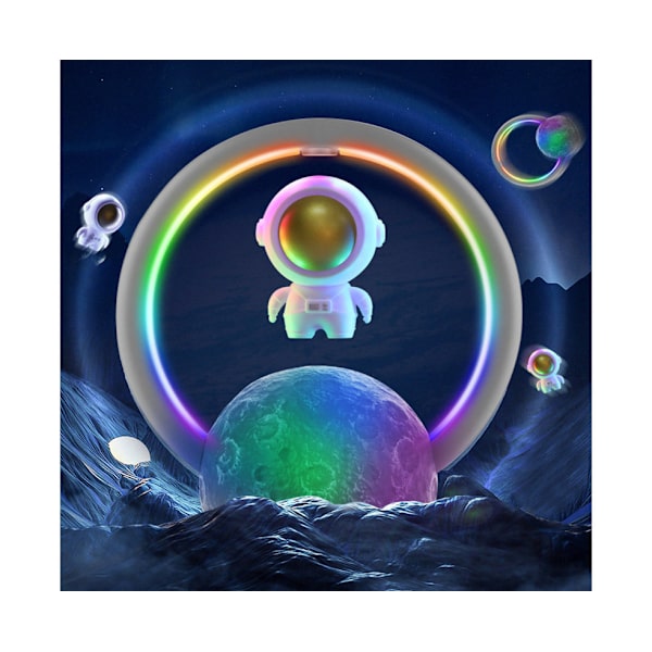 Magneettinen leijuva Bluetooth-kaiutin RGB-valolla - Astronaut, Hopea