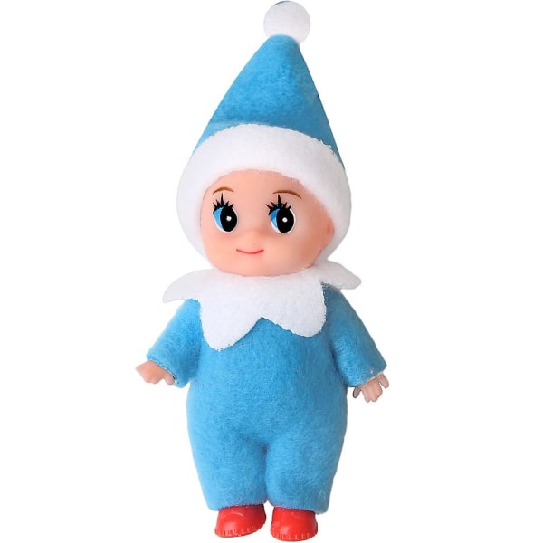 Jul Fræk Baby Elf Dukke Filt Stof Julemand Babyer Hylde Ornament Elf Legetøj Børn Julegave -ES Blue