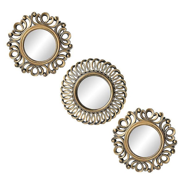 Väggspeglar Guld Vintage Speglar För Vardagsrum, Heminredning & Sovrum | Runda speglar för upphängning och väggdekor | Små speglar & hemtillbehör