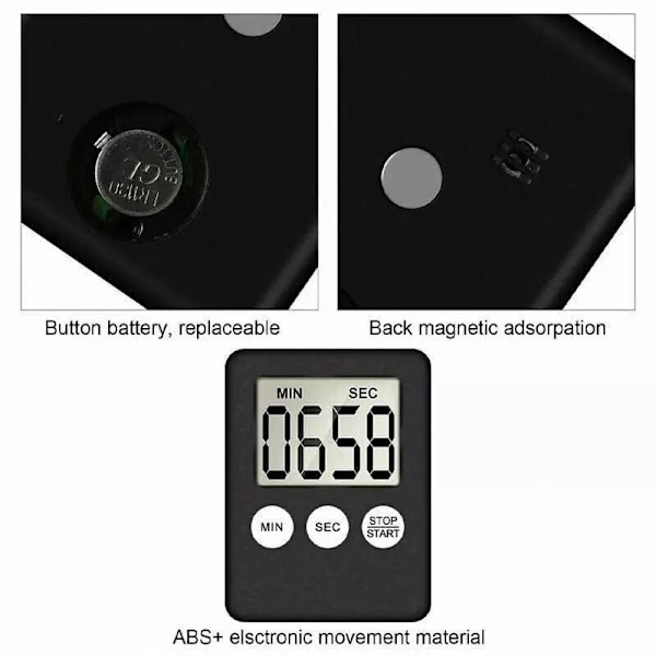 Digitalt køkkentimer med bagmonteret LCD nedtællingsdisplay, 99-minutters rækkevidde