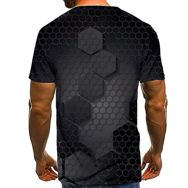 Mænds Sommer 3D Kortærmet T-shirt Toppe Black 3XL