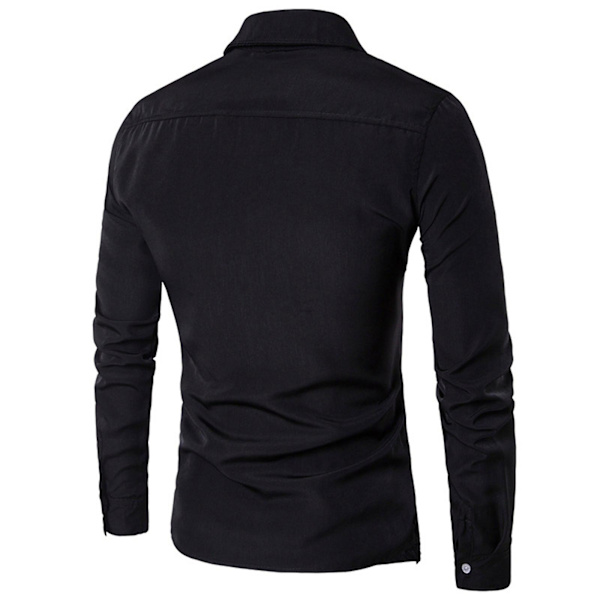 Herröverdelar långärmad skjorta Formell affärsskjorta Black XL