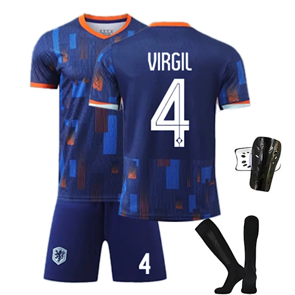 2425 Netherlands away jersey VIRGIL Football Jersey with Socks+Protective gear 20(110-120cm)